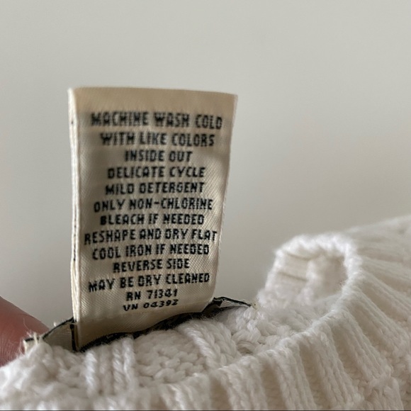 Vintage L.L. Bean 100% cotton white cable knit sweater, size small - Picture 5 of 7